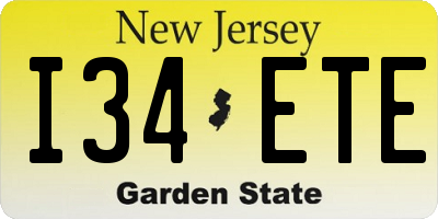 NJ license plate I34ETE