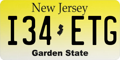 NJ license plate I34ETG
