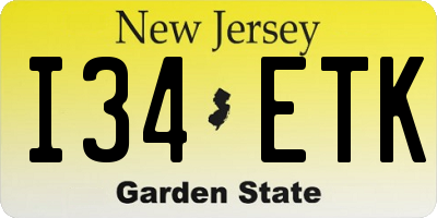 NJ license plate I34ETK