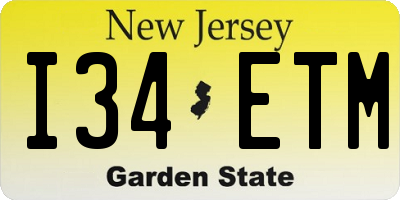 NJ license plate I34ETM
