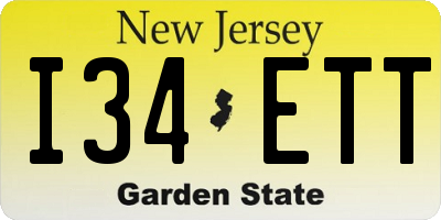 NJ license plate I34ETT