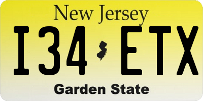 NJ license plate I34ETX
