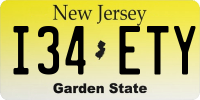 NJ license plate I34ETY