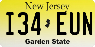 NJ license plate I34EUN