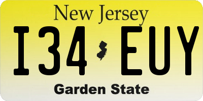 NJ license plate I34EUY