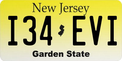 NJ license plate I34EVI