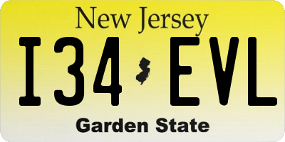 NJ license plate I34EVL