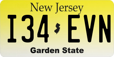 NJ license plate I34EVN