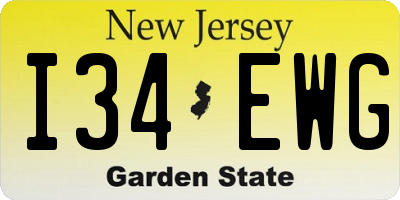 NJ license plate I34EWG