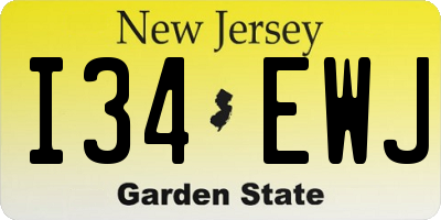 NJ license plate I34EWJ