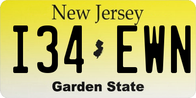 NJ license plate I34EWN