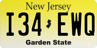 NJ license plate I34EWQ