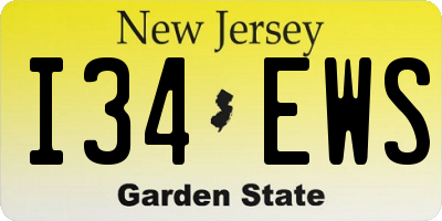 NJ license plate I34EWS