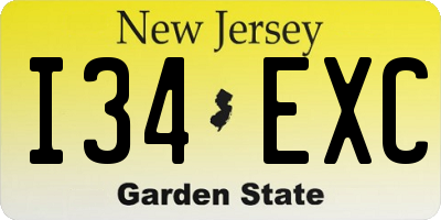 NJ license plate I34EXC