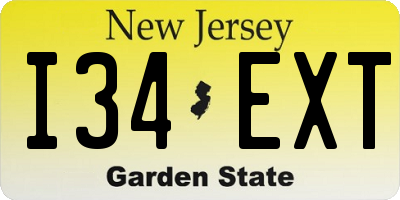 NJ license plate I34EXT