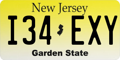 NJ license plate I34EXY