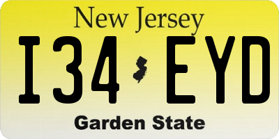 NJ license plate I34EYD