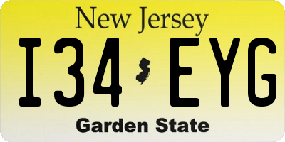 NJ license plate I34EYG