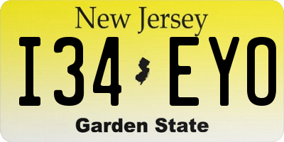 NJ license plate I34EYO