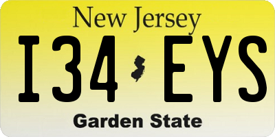 NJ license plate I34EYS
