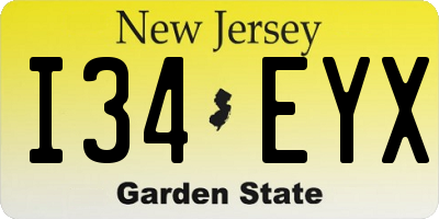 NJ license plate I34EYX
