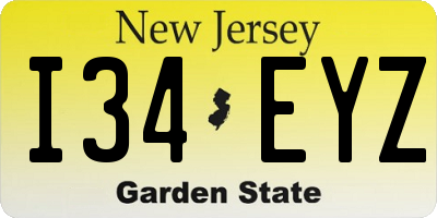 NJ license plate I34EYZ
