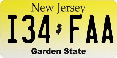 NJ license plate I34FAA
