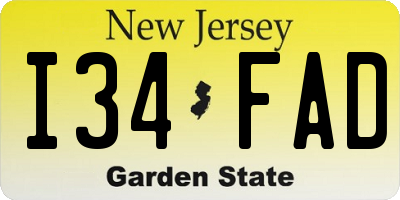 NJ license plate I34FAD
