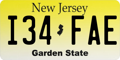 NJ license plate I34FAE