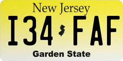 NJ license plate I34FAF