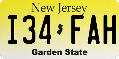 NJ license plate I34FAH