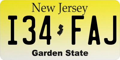 NJ license plate I34FAJ