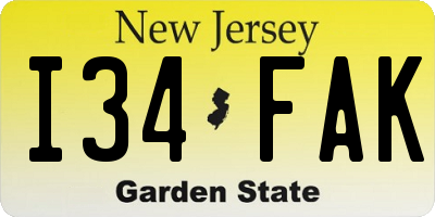 NJ license plate I34FAK
