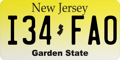 NJ license plate I34FAO