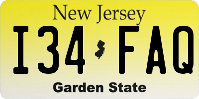 NJ license plate I34FAQ