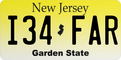 NJ license plate I34FAR