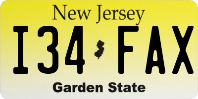 NJ license plate I34FAX