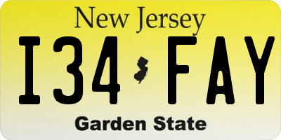 NJ license plate I34FAY