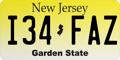 NJ license plate I34FAZ