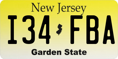 NJ license plate I34FBA