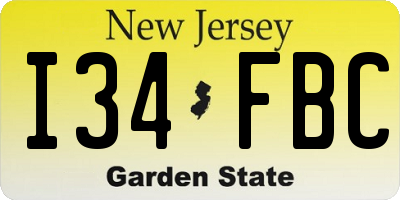 NJ license plate I34FBC