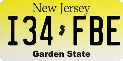 NJ license plate I34FBE