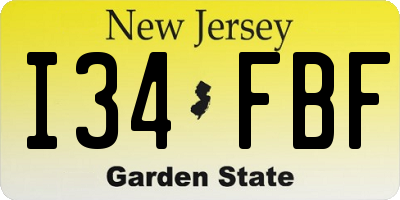 NJ license plate I34FBF