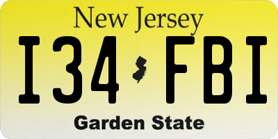 NJ license plate I34FBI