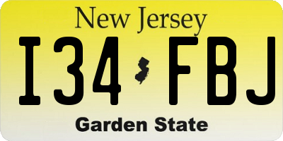 NJ license plate I34FBJ
