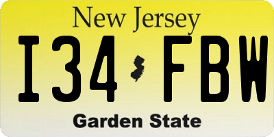 NJ license plate I34FBW