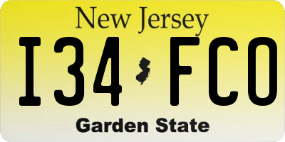 NJ license plate I34FCO