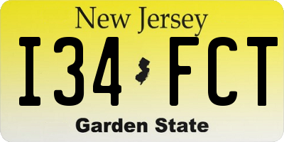 NJ license plate I34FCT
