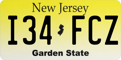 NJ license plate I34FCZ