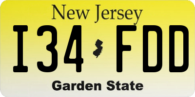 NJ license plate I34FDD